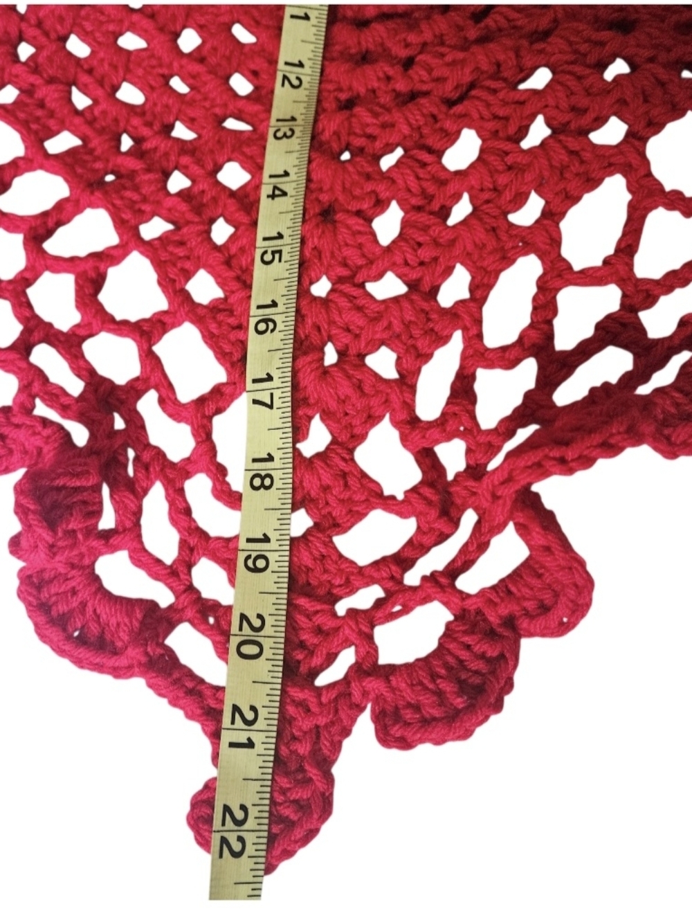 Handmade Red Crochet One-Shoulder Shawl Unique 5-way Hand Knit Summer Boho Piece - Picture 10 of 16